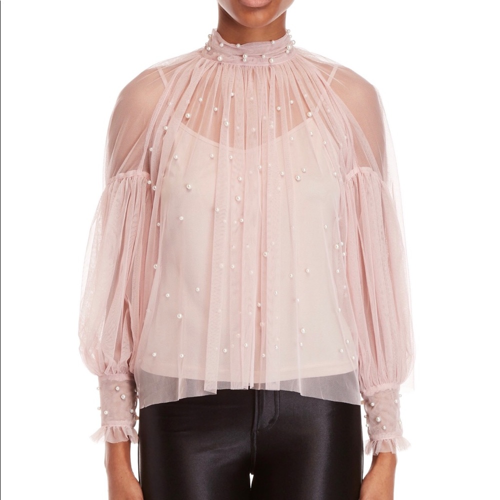 NEW Pink Mesh pearl top